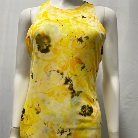 ZARA Yellow Bodycon Twist Racerback Long Yellow Stretch Dress Women’s Small - Picture 2 of 9